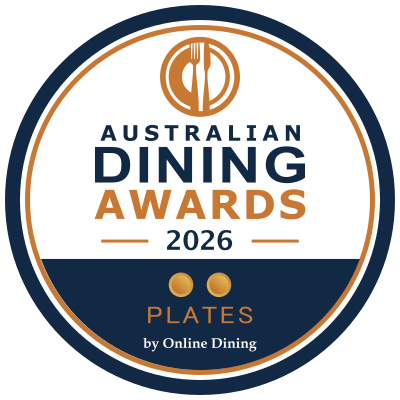 Australian Dining Awards 2026 2 Plates badge by Online Dining